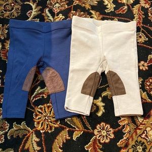 Janie and Jack bundle two pairs of riding leggings - navy and tan